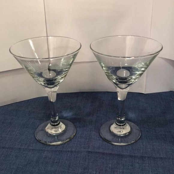 Vintage martini set of 2 long‎ stem cocktail glasses - Picture 1 of 5
